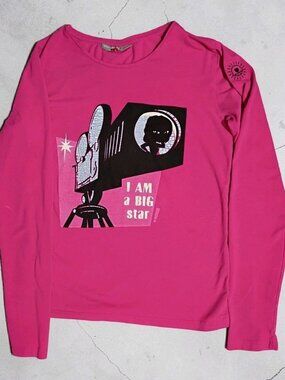 JBC Girls Long Sleeve Graphic Shirt Pink I Am A Big Star Youth XL 13-14 Y2K